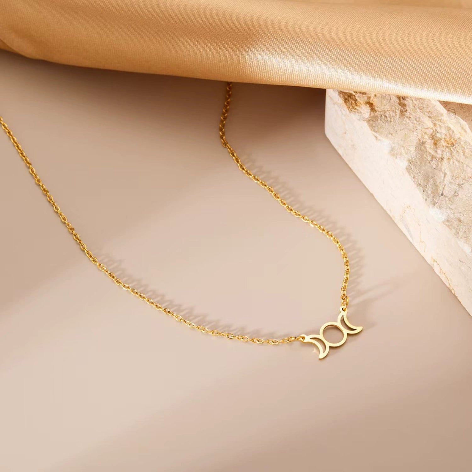 Gold Triple Moon Goddess Necklace JLTN1838