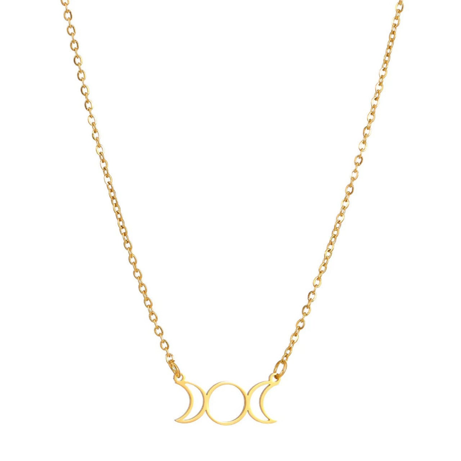 Gold Triple Moon Goddess Necklace JLTN1838