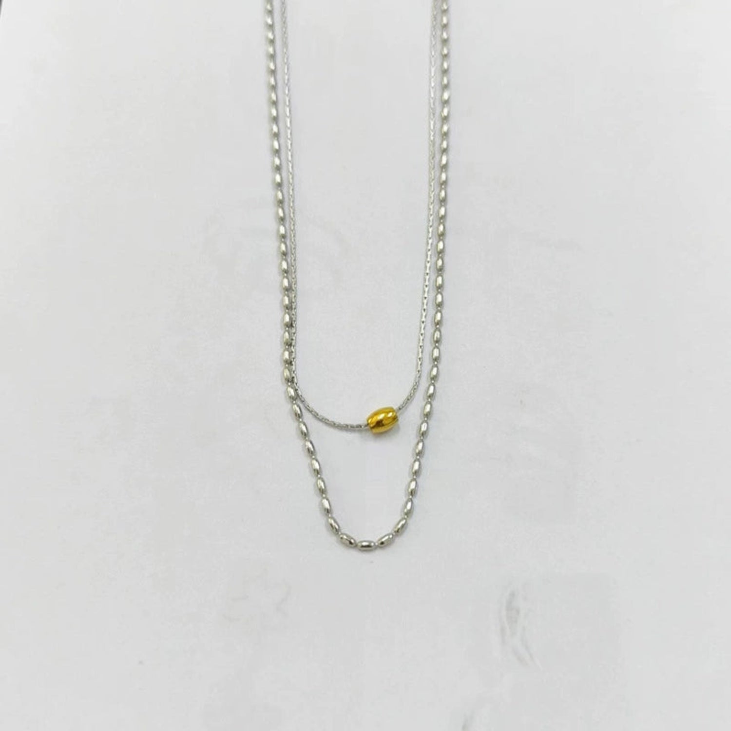 Two-Tone Layered Beaded Pendant Necklace JLTN1844