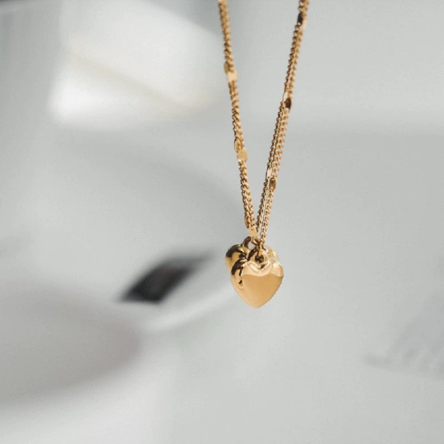 Gold Double Heart Layered Necklace JLTN1852
