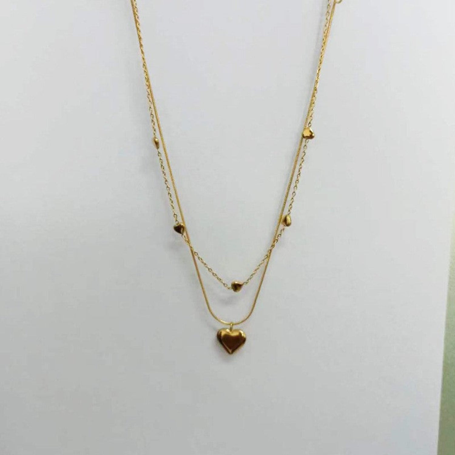 Gold Layered Heart Pendant Necklace JLTN1867