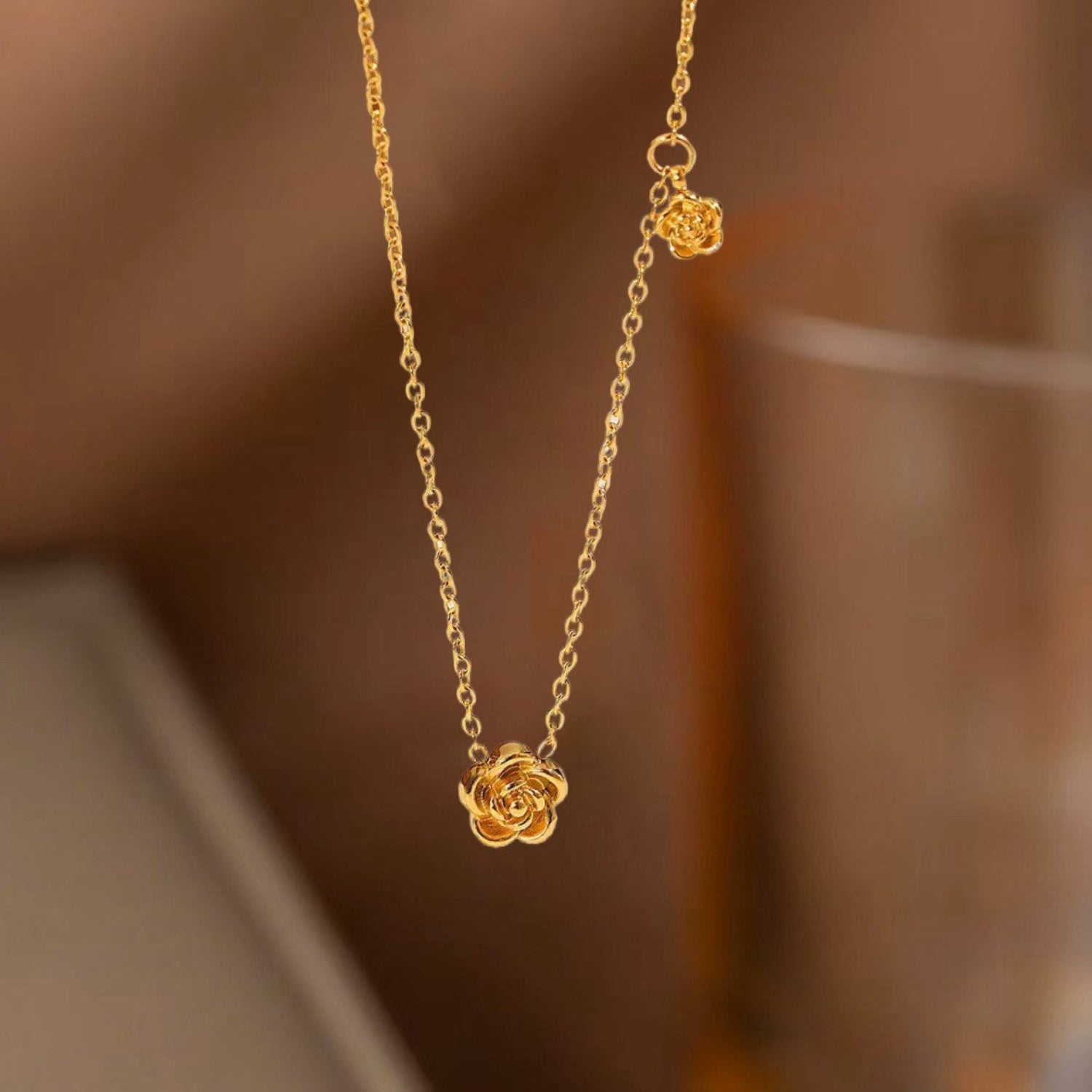 Gold Rose Charm Pendant Necklace JLTN1872