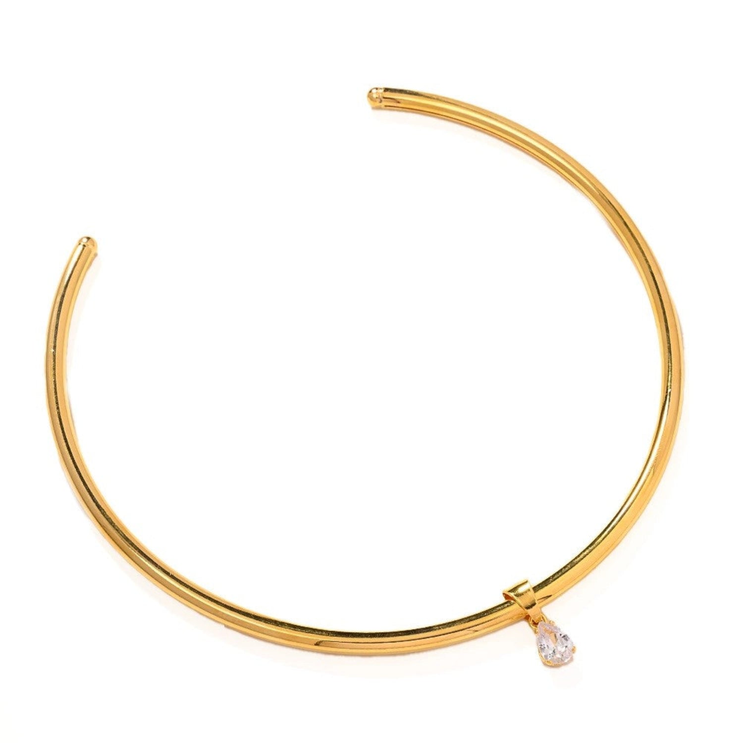 Gold Teardrop Zirconia Collar Necklace JLTN1876