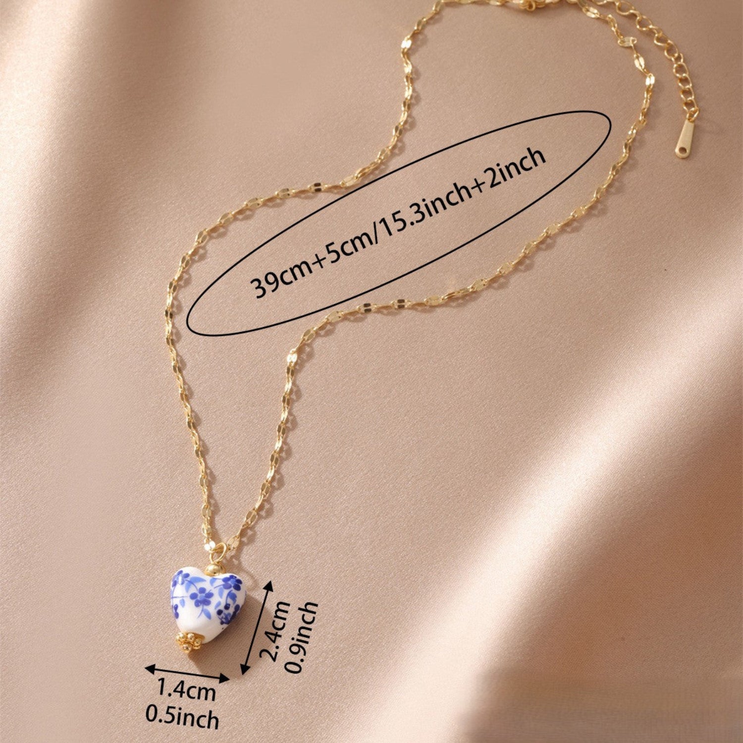 Ceramic Floral Heart Gold Necklace JLTN1889