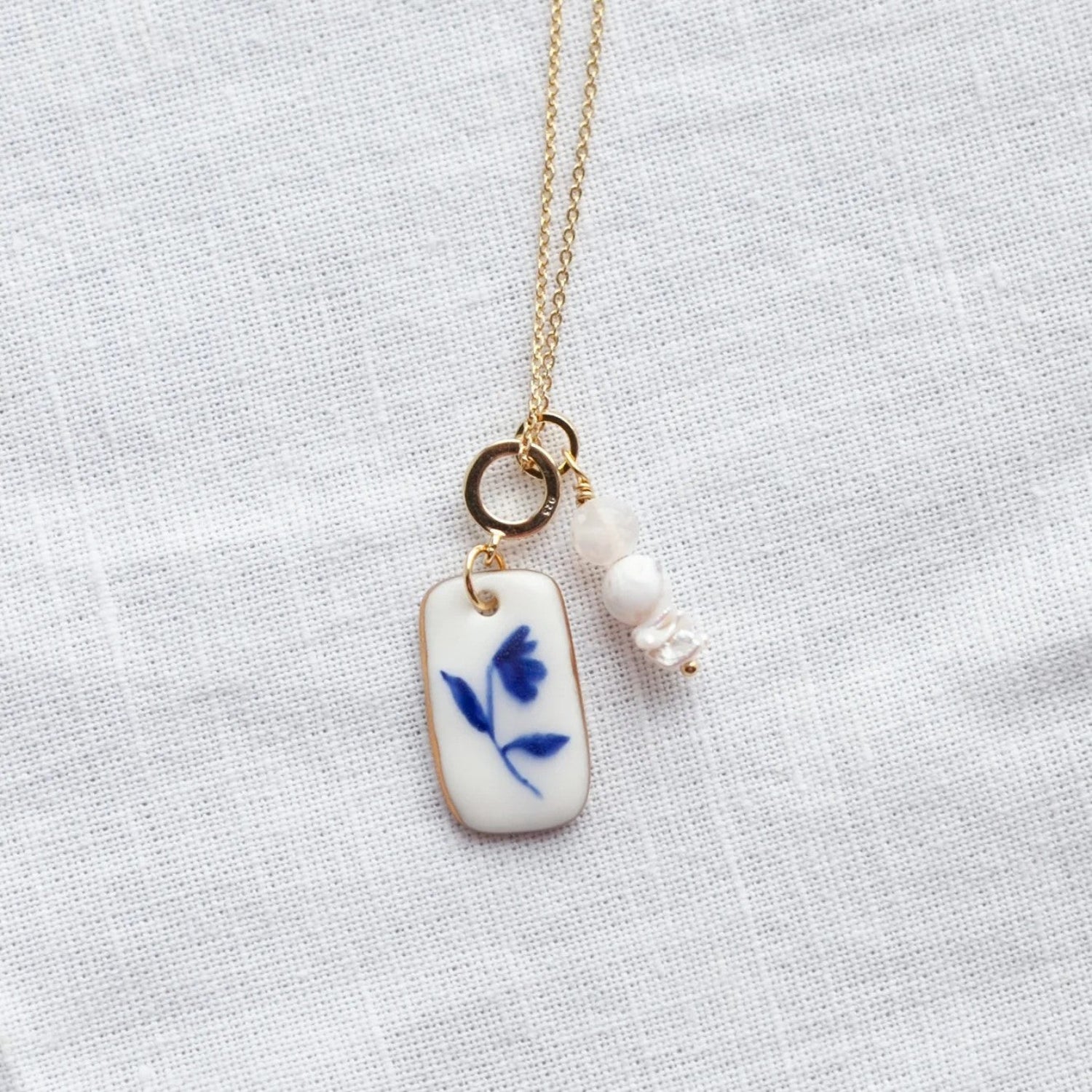 Floral Porcelain Pearl Gold Necklace JLTN1890