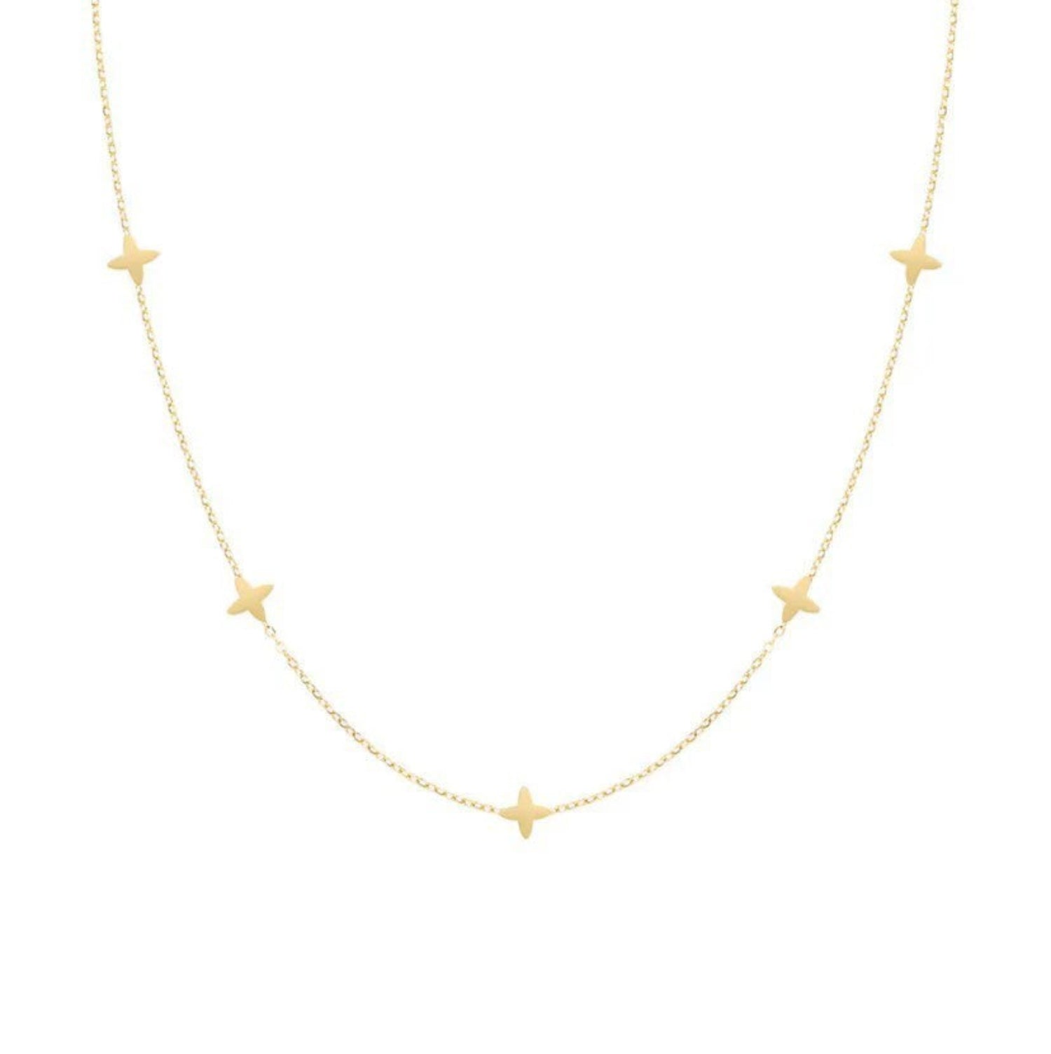 Gold Four-Point Star Station Necklace JLTN1896
