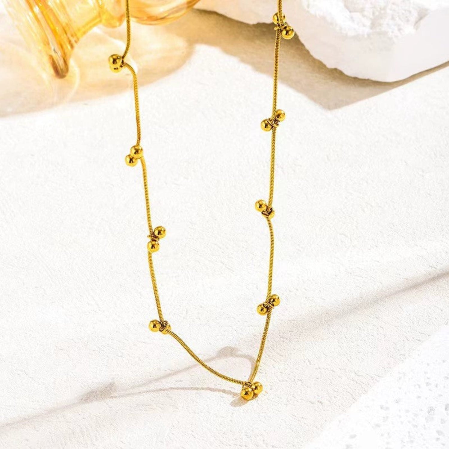 Gold Beaded Snake Chain Necklace JLTN1897