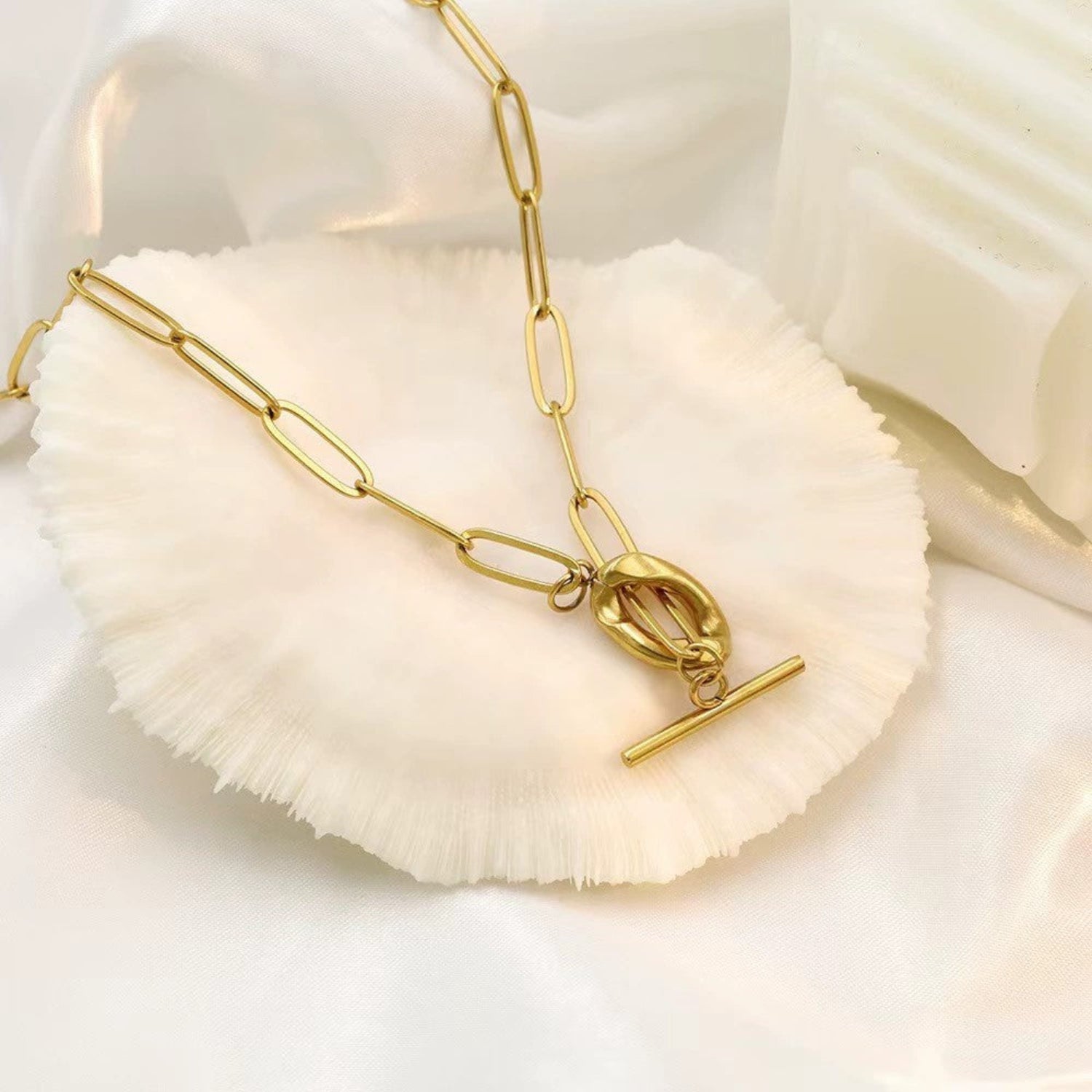 Gold Heart Crystal Station Necklace JLTN1900