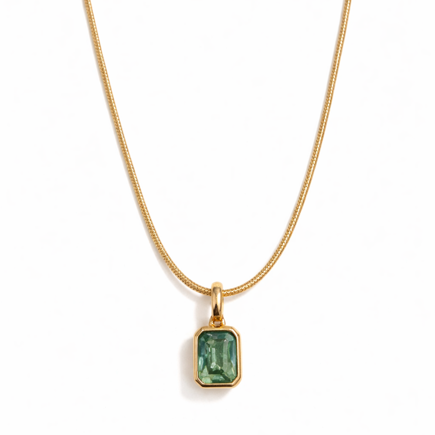 Emerald Blue Rectangular Pendant Necklace JLTN1909