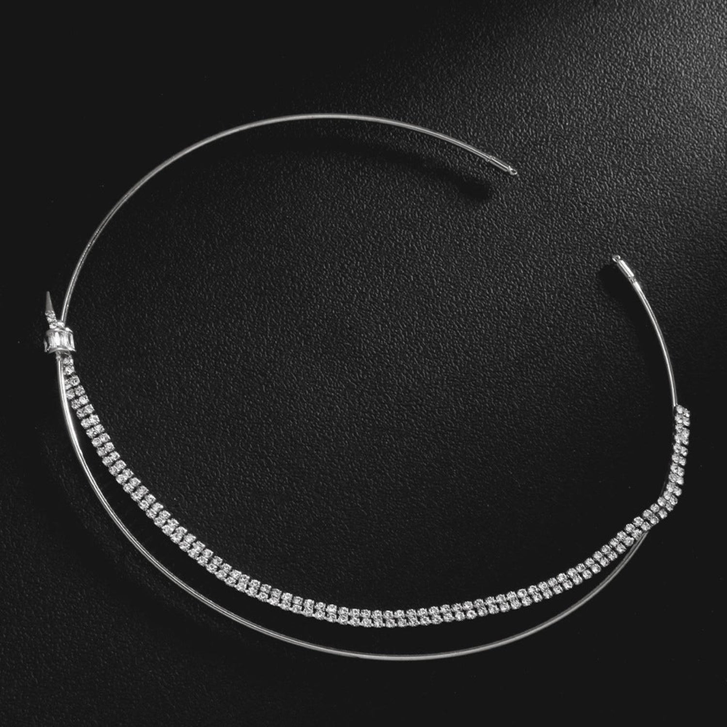 Silver Double Row Crystal Choker JLTN1910