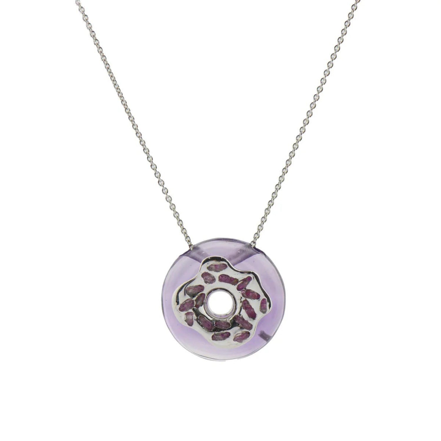 Silver & Purple Leopard Print Resin Necklace JLTN1919