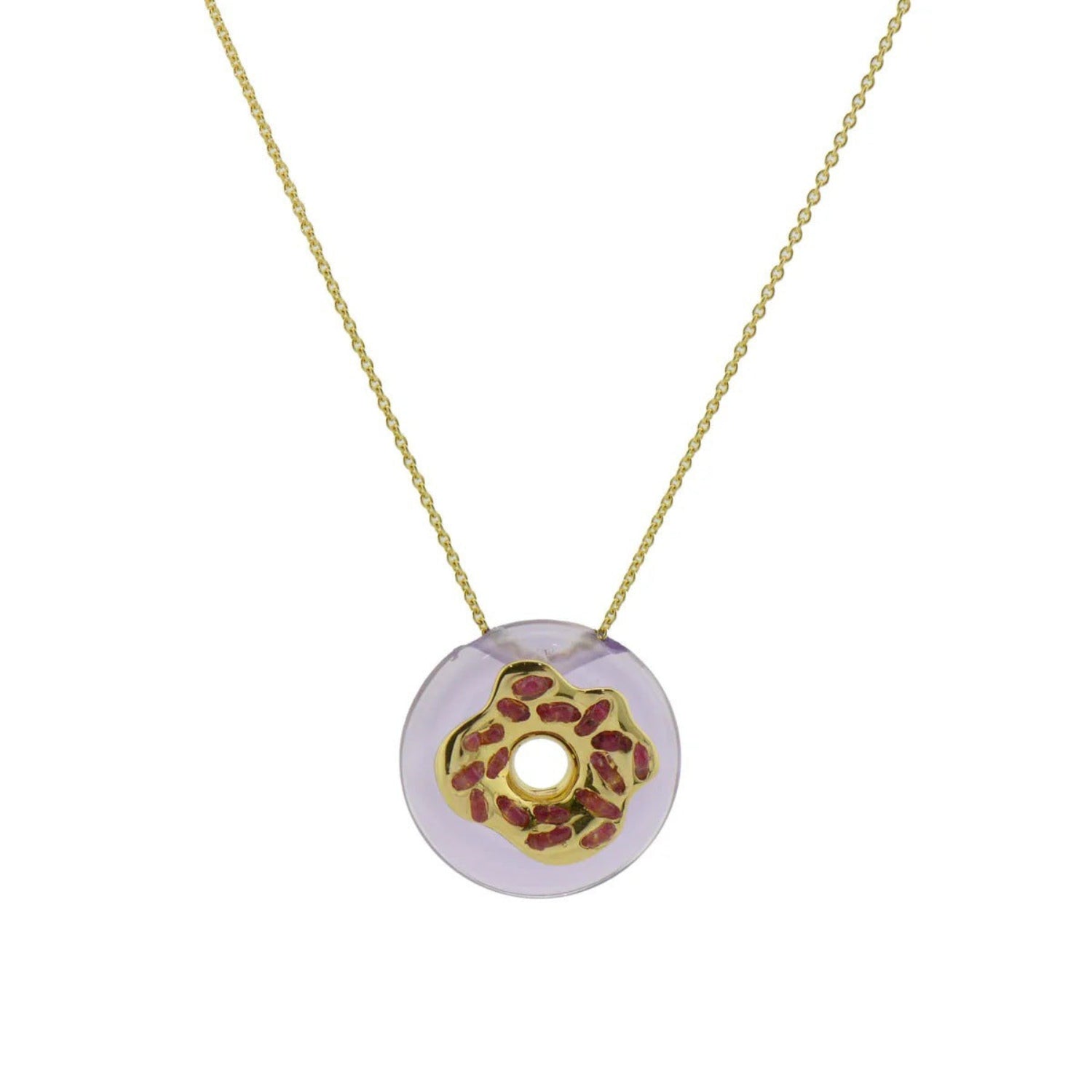 Gold & Purple Leopard Print Resin Necklace JLTN1921