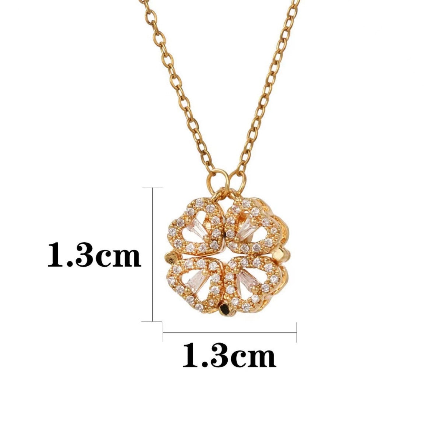 Gold Four-Leaf Clover Crystal Necklace JLTN1923