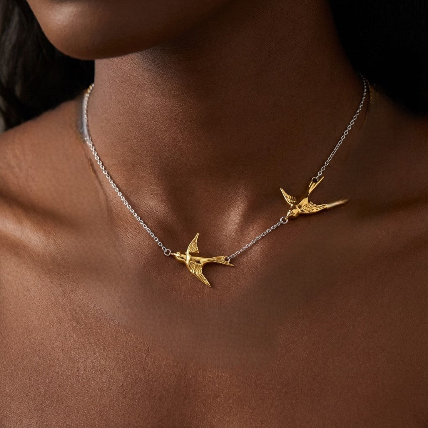 Golden Flying Swallow Bird Necklace JLTN1929