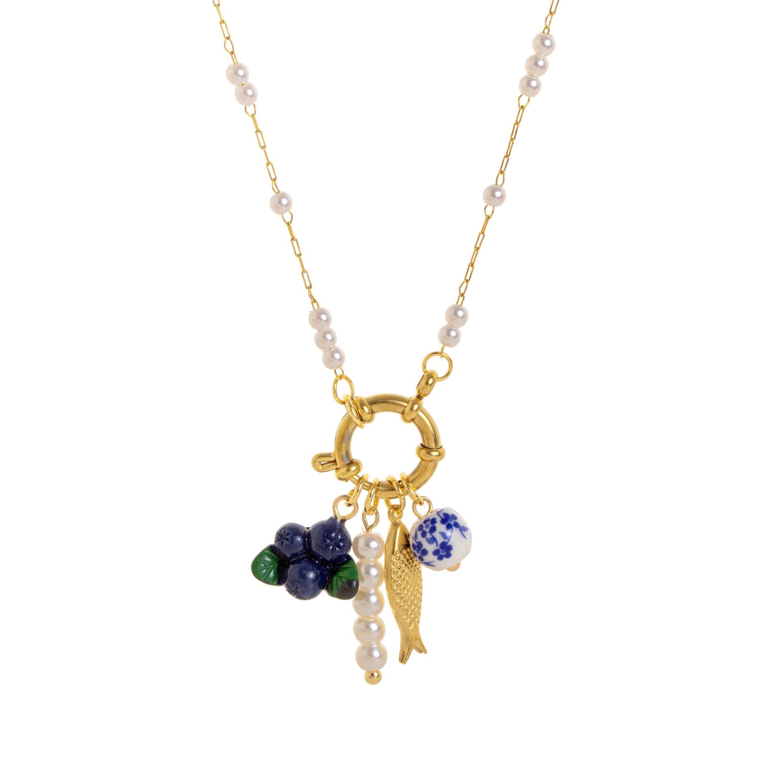 Mediterranean Charm Pearl Link Necklace JLTN1939