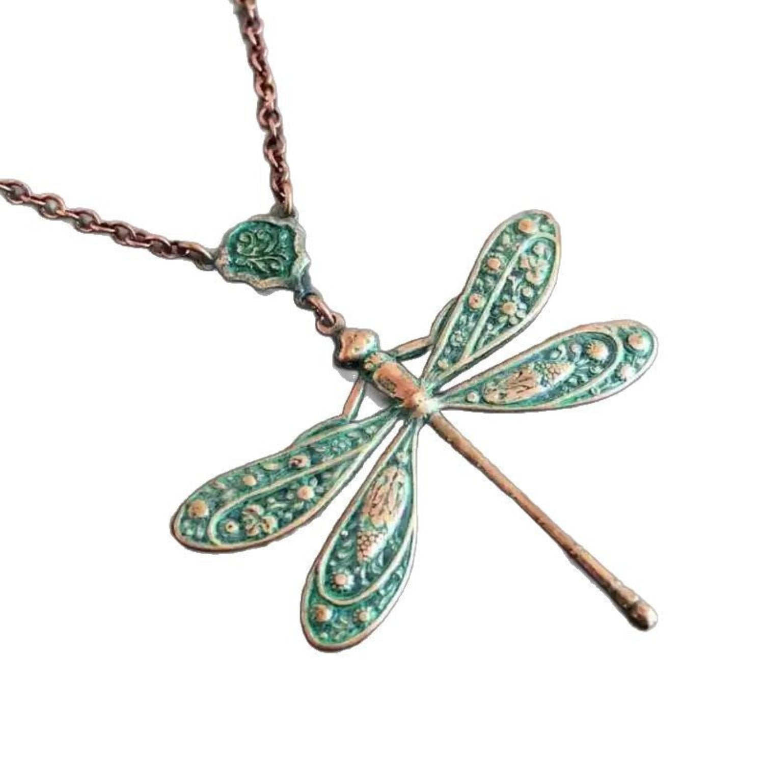 Bronze Vintage Dragonfly Pendant Necklace JLTN1944
