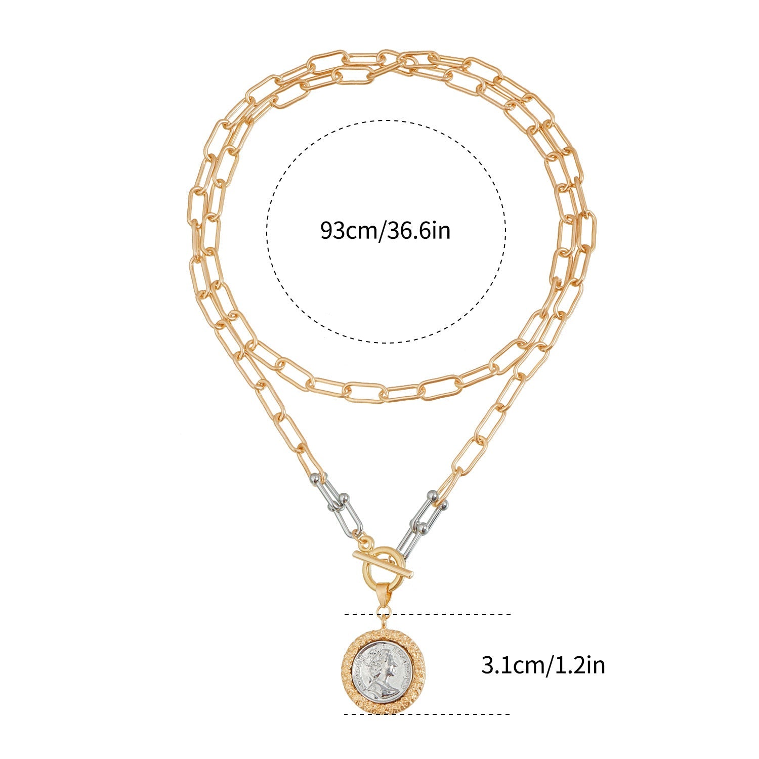 Gold Two-Tone Coin Toggle Necklace JLTN1963