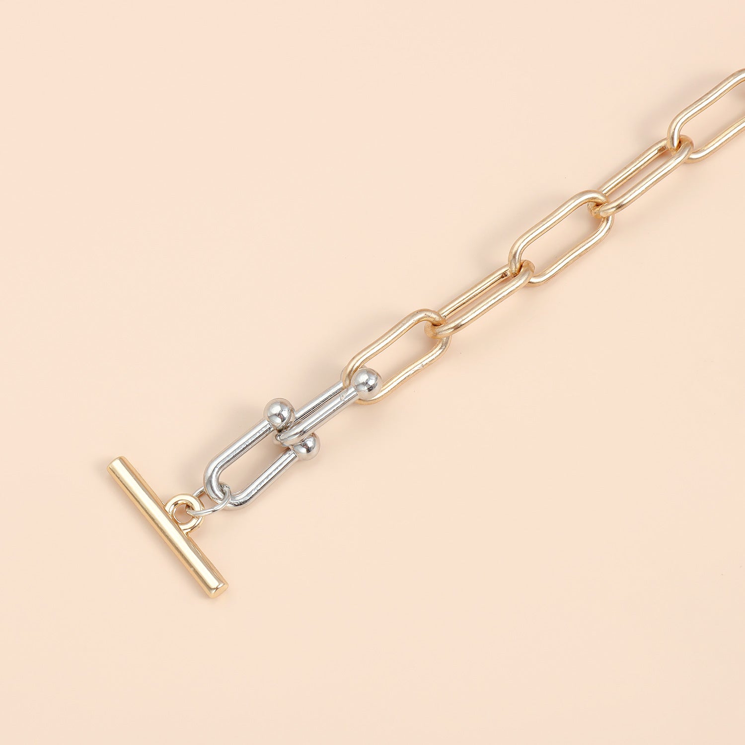 Gold Two-Tone Coin Toggle Necklace JLTN1963