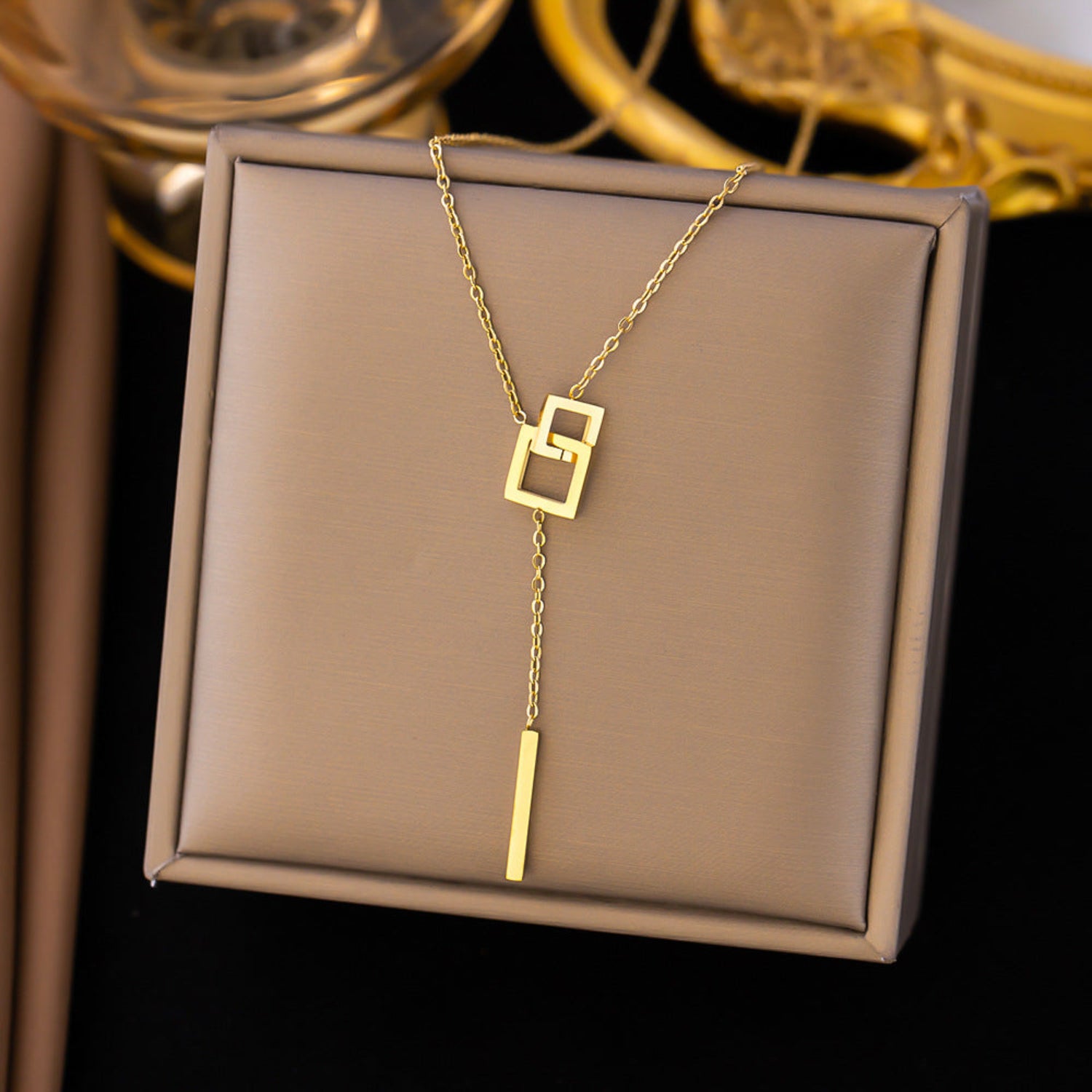 Gold Geometric Lariat Bar Necklace JLTN1966
