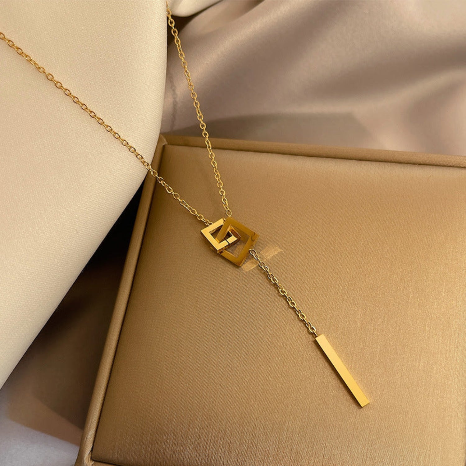Gold Geometric Lariat Bar Necklace JLTN1966