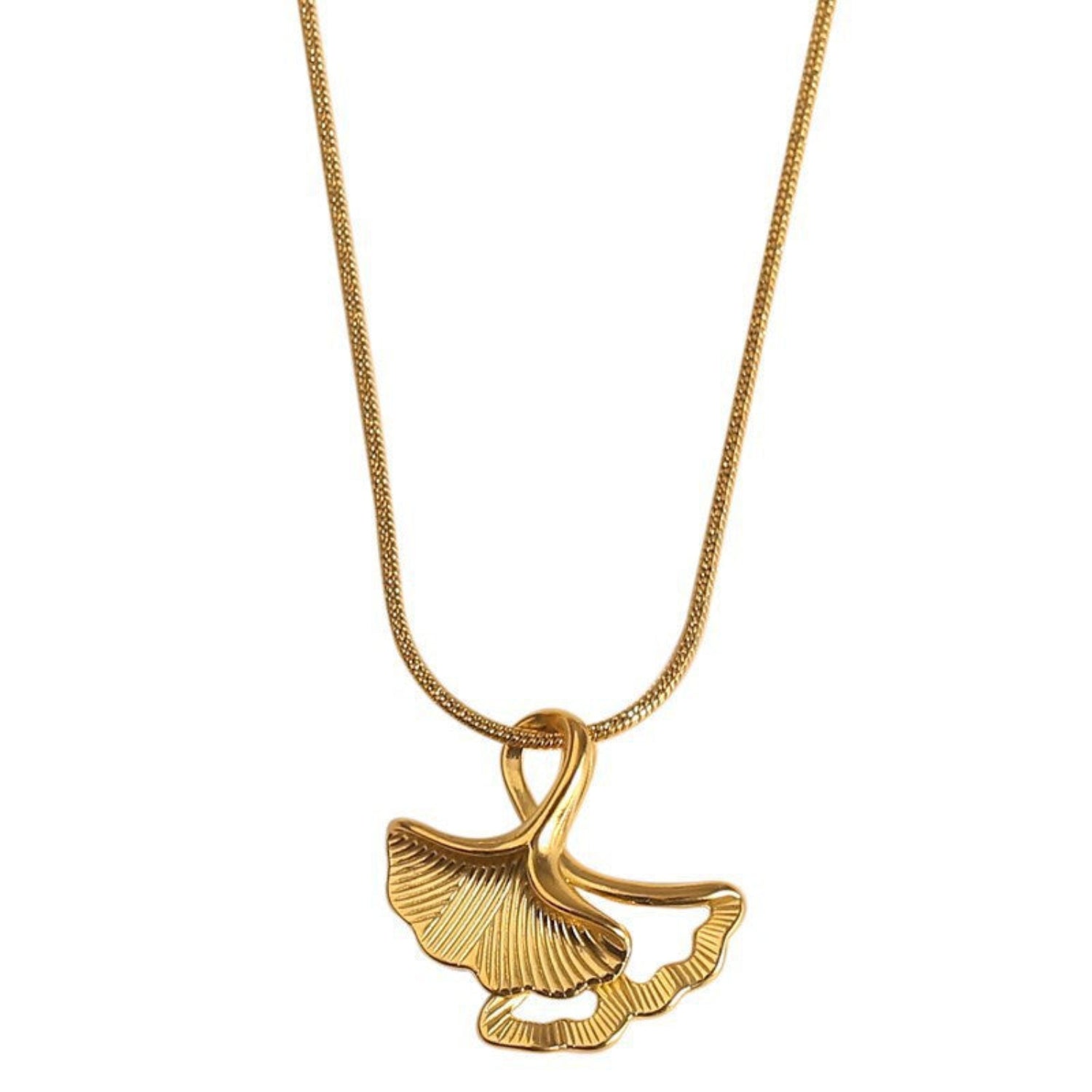Gold Ginkgo Leaf Pendant Necklace JLTN1969