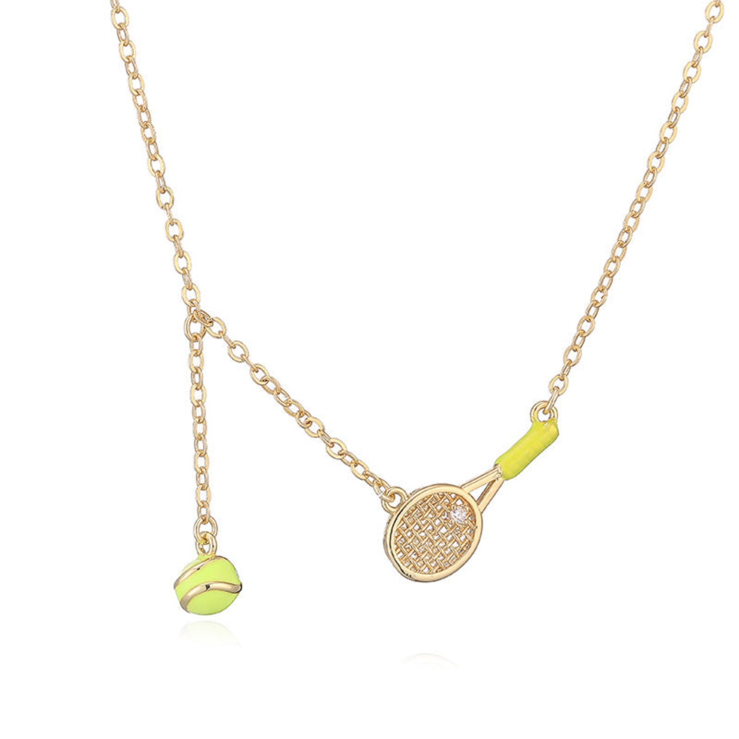 Gold Tennis Racket Pendant Necklace JLTN1970