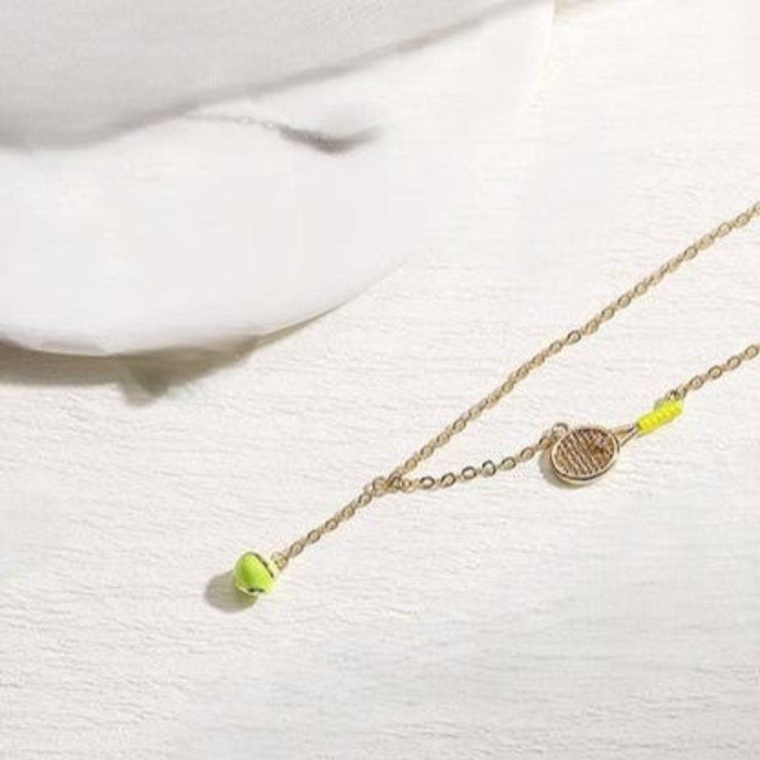 Gold Tennis Racket Pendant Necklace JLTN1970