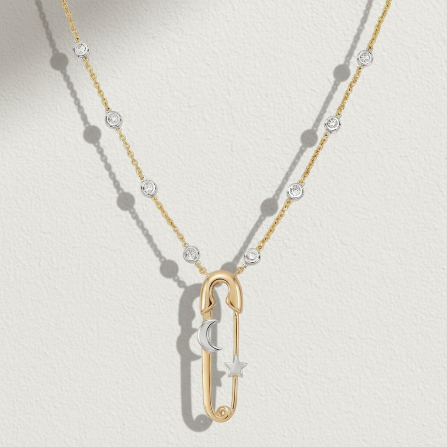Gold Safety Pin Sun Necklace JLTN1977