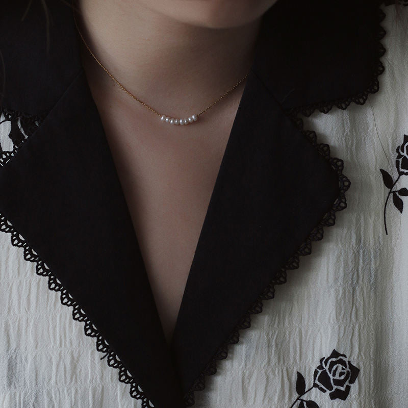 White Pearl Gold Necklace JLTN1979