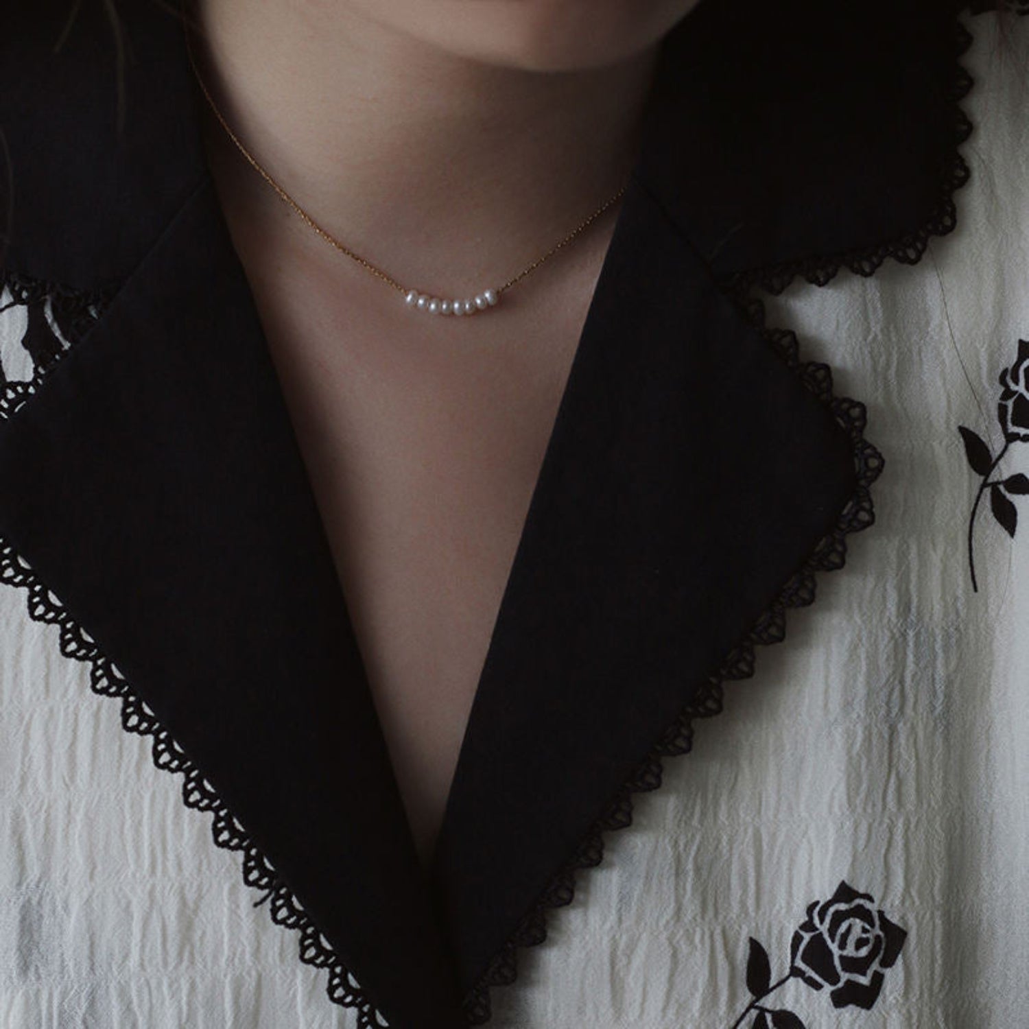 White Pearl Gold Necklace JLTN1979