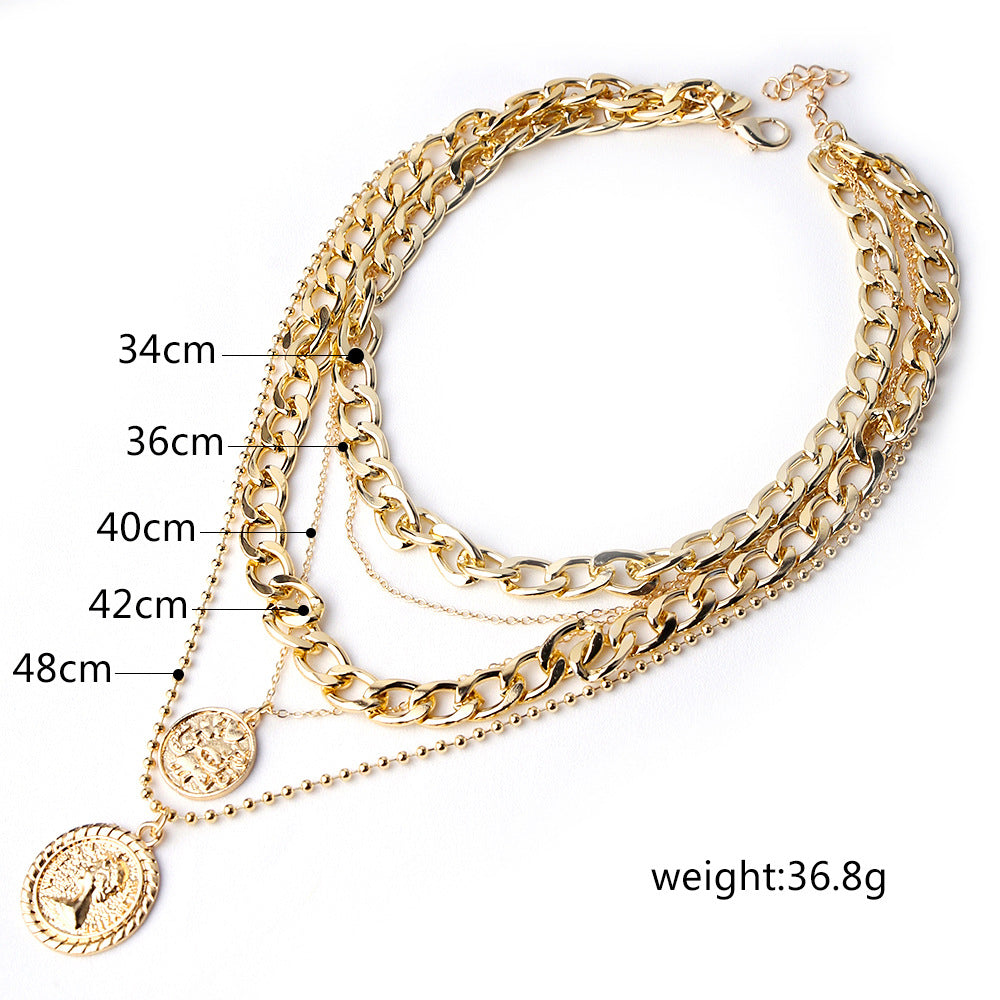 Bold Golden Layered Coin Necklace JLTN1988