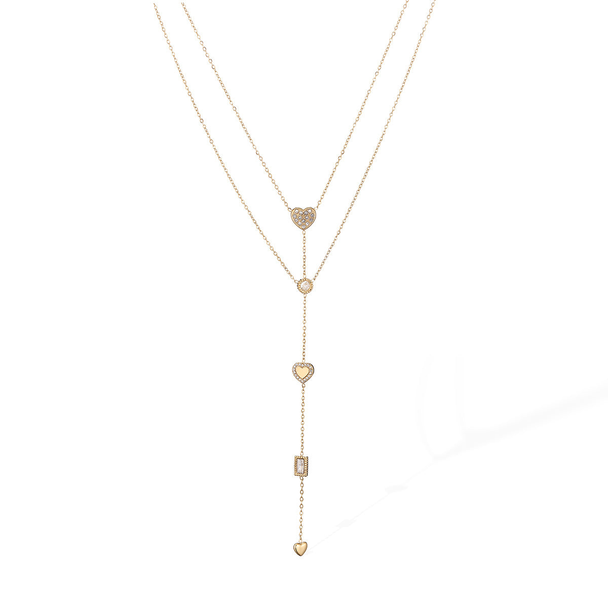 Golden Heart Lariat Necklace JLTN1989