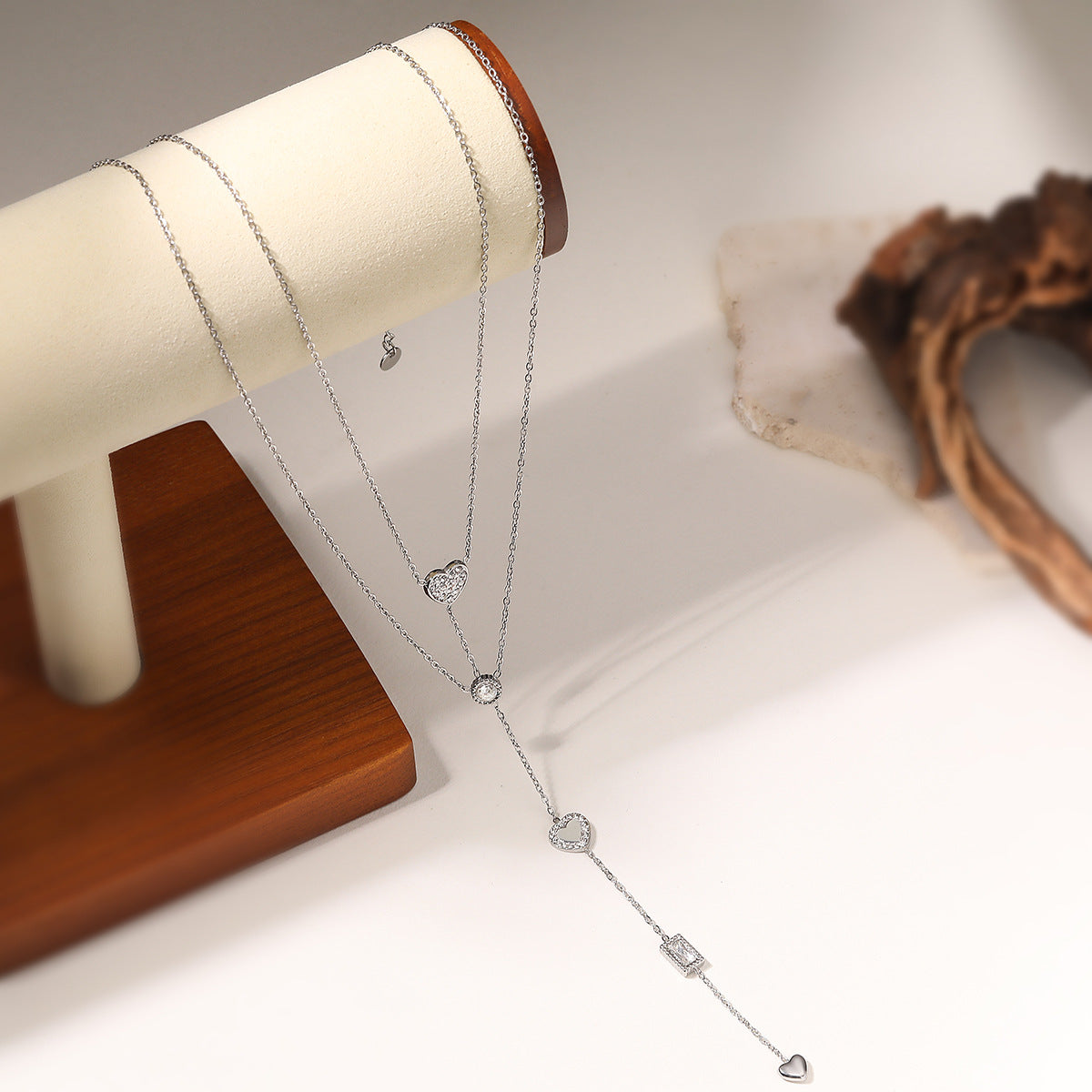 Silver Heart Lariat Necklace JLTN1990