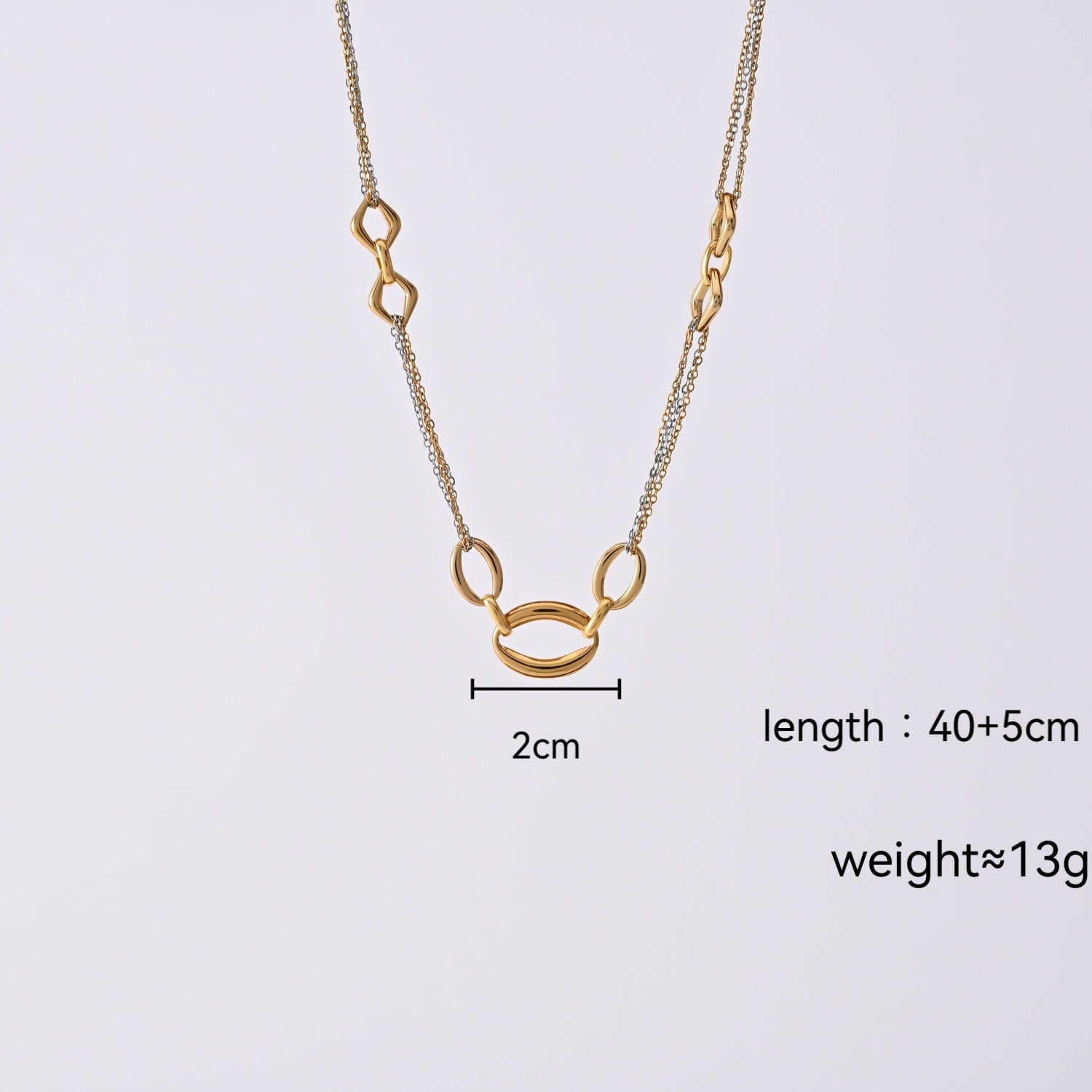 Golden Oval Geometric Chain Necklace JLTN1992