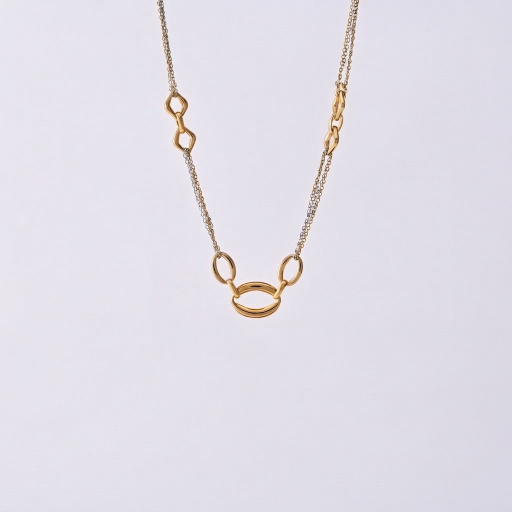 Golden Oval Geometric Chain Necklace JLTN1992