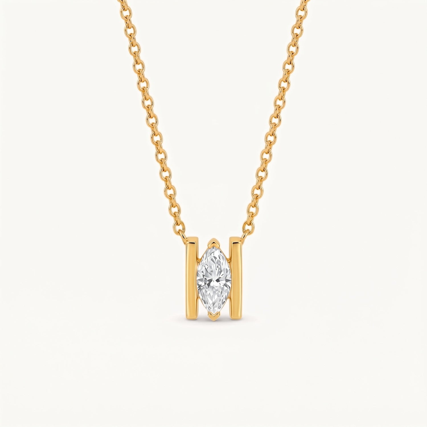 Gold Marquise Crystal Pendant Necklace JLTN1993