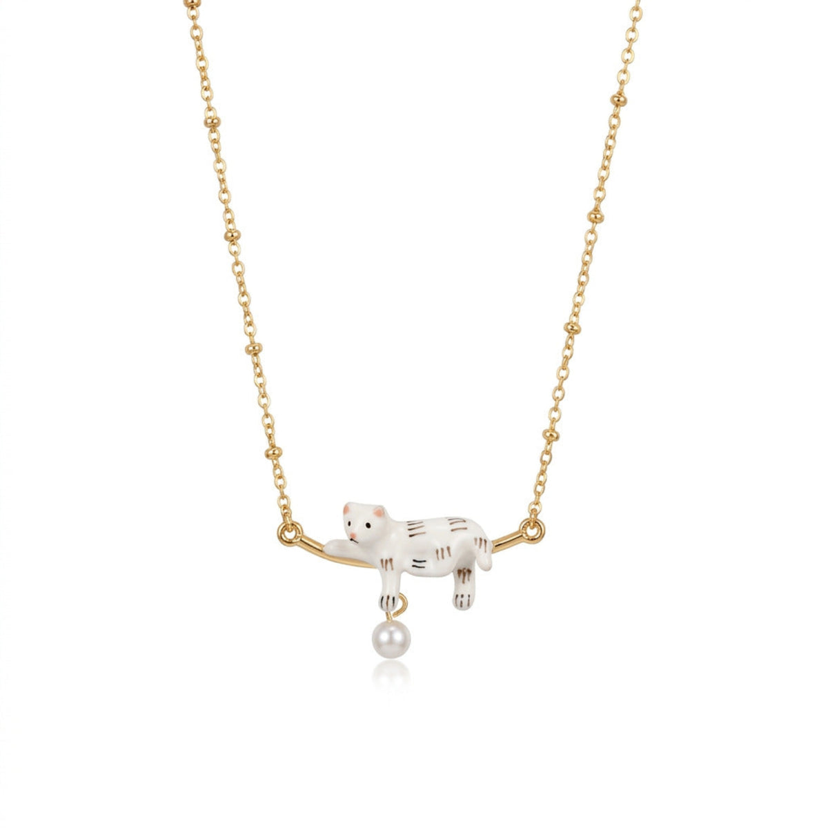 Gold White Cat Pearl Necklace JLTN2008