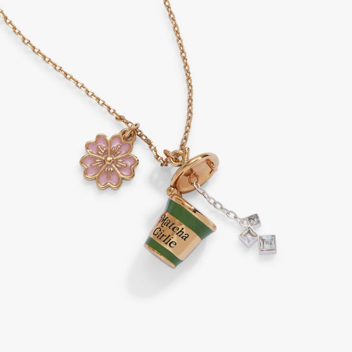 Gold Green Matcha Charm Necklace JLTN2009