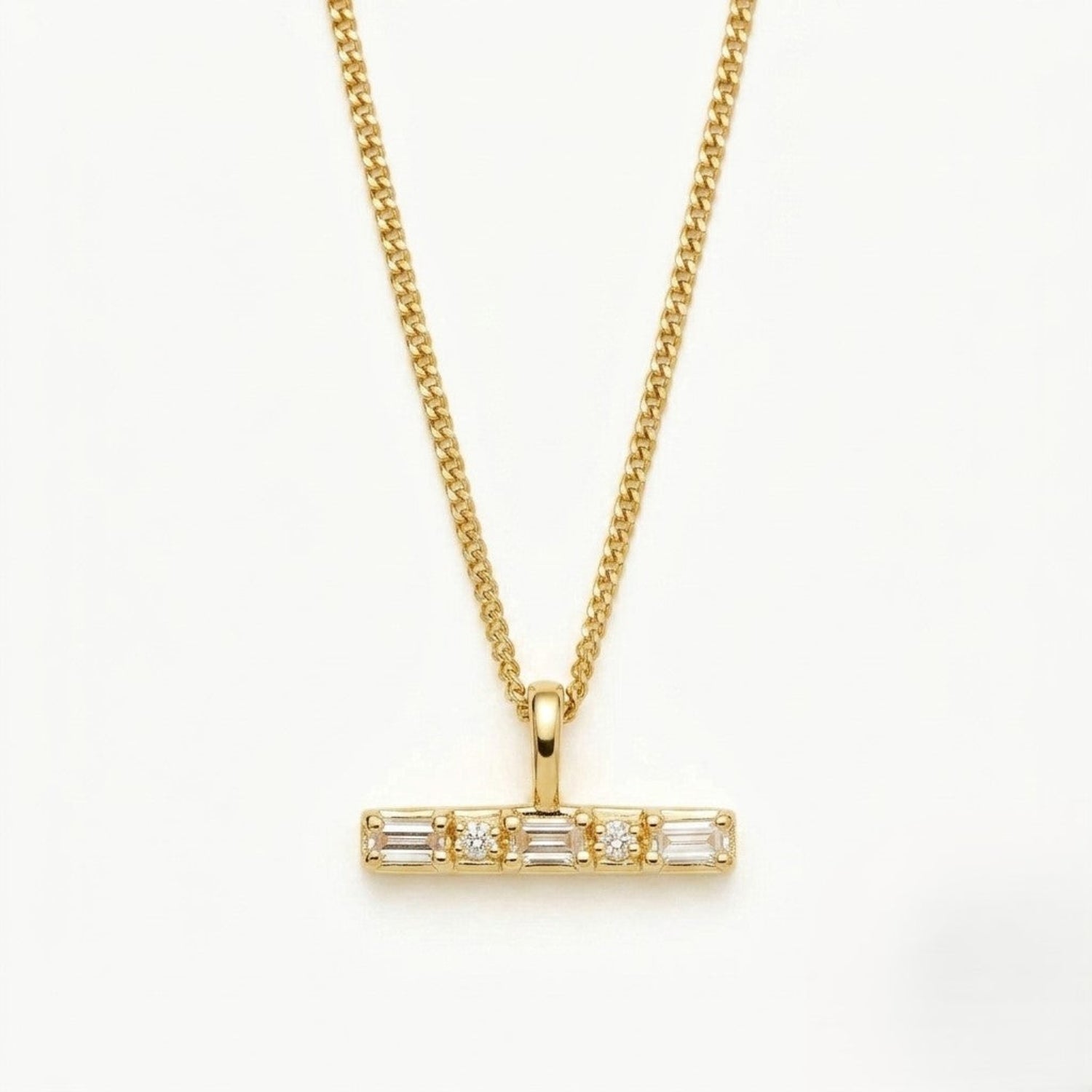 Gold Crystal Bar Pendant Necklace JLTN2010
