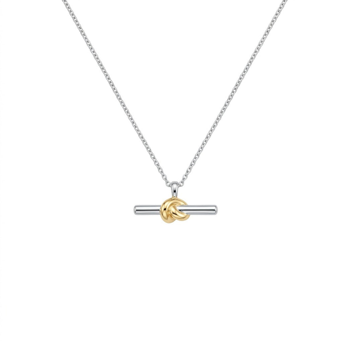 Two-Tone Silver Gold Knot Necklace JLTN2011