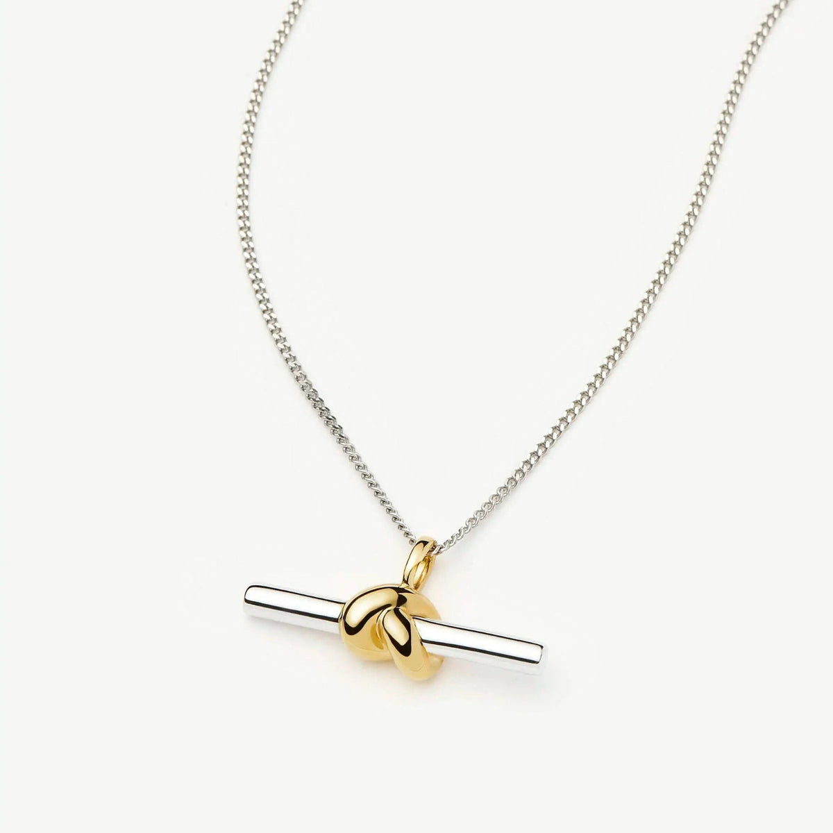 Two-Tone Silver Gold Knot Necklace JLTN2011