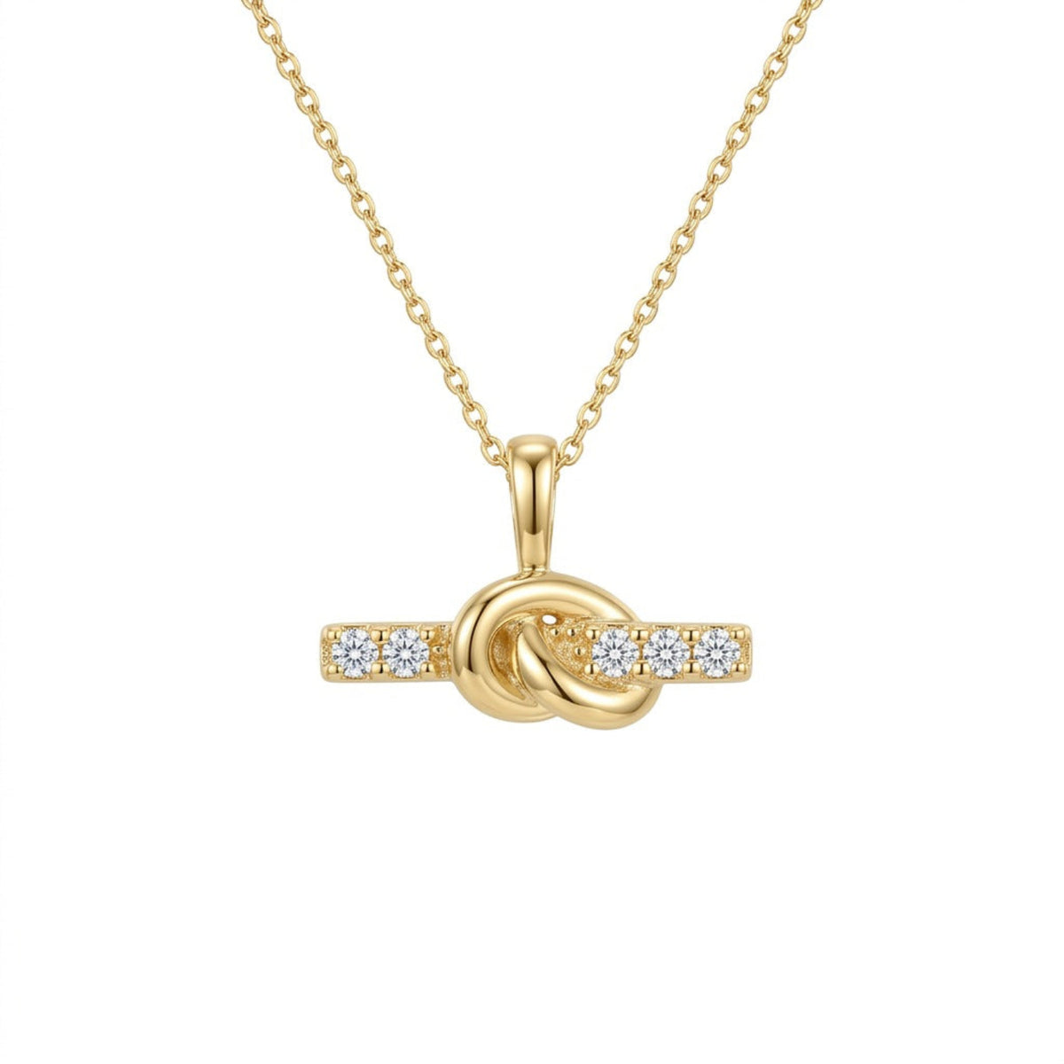 Gold Knot Crystal Bar Necklace JLTN2012