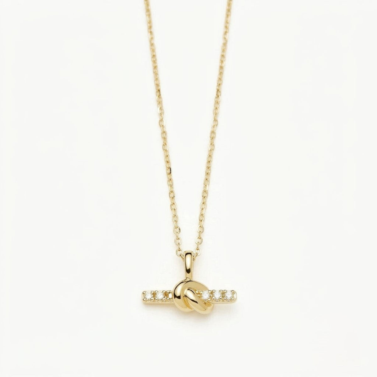Gold Knot Crystal Bar Necklace JLTN2012