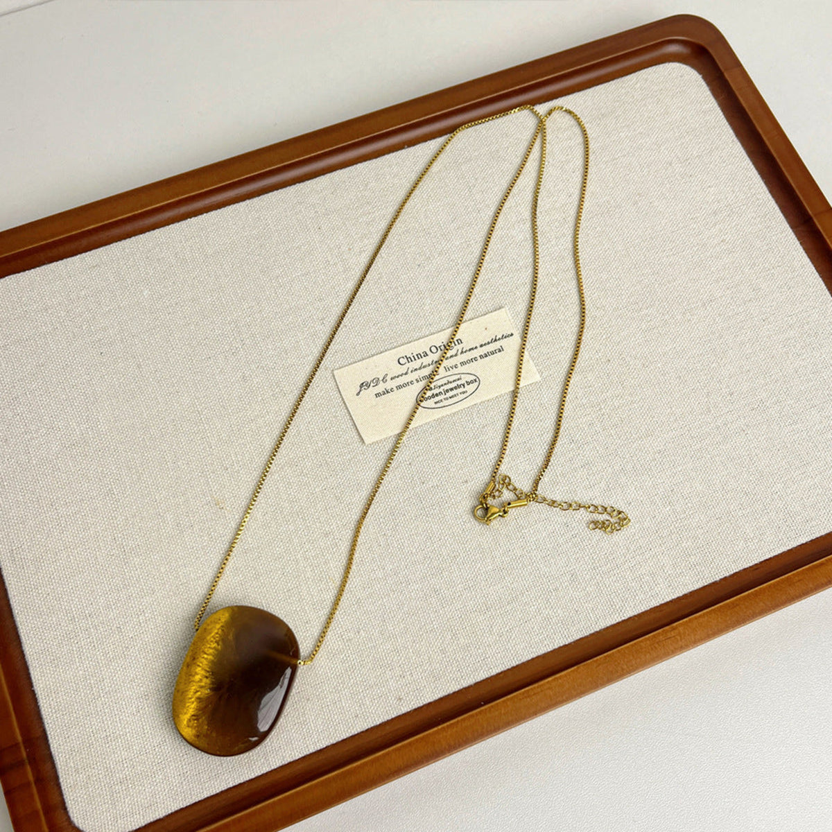 Gold Brown Stone Pendant Necklace JLTN2020
