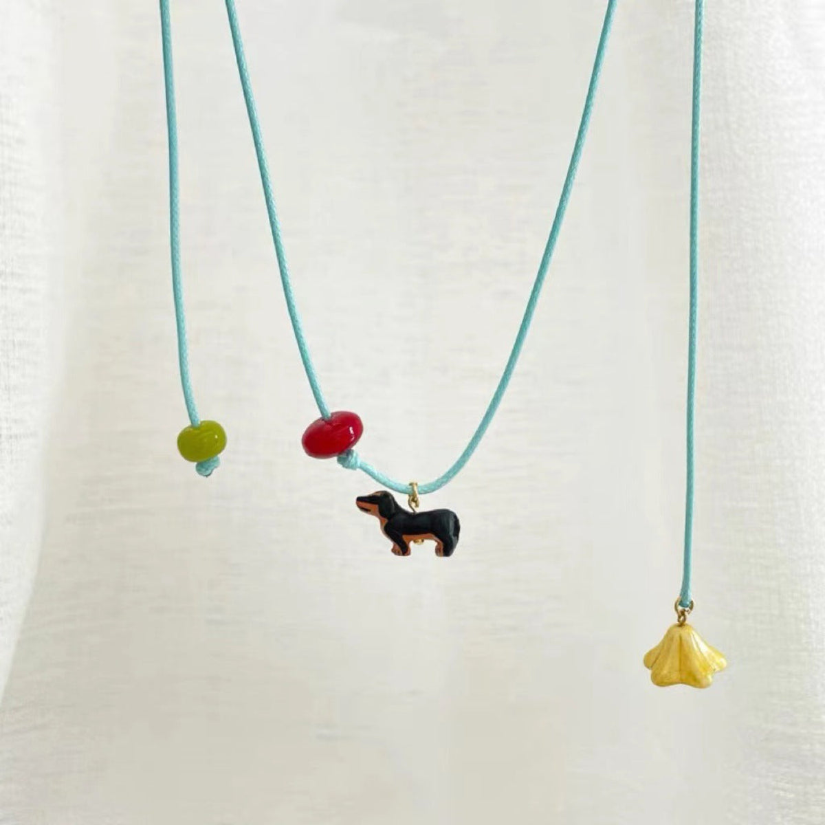 Blue Cord Dachshund Charm Necklace JLTN2022