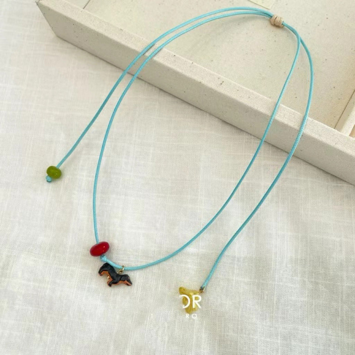 Blue Cord Dachshund Charm Necklace JLTN2022