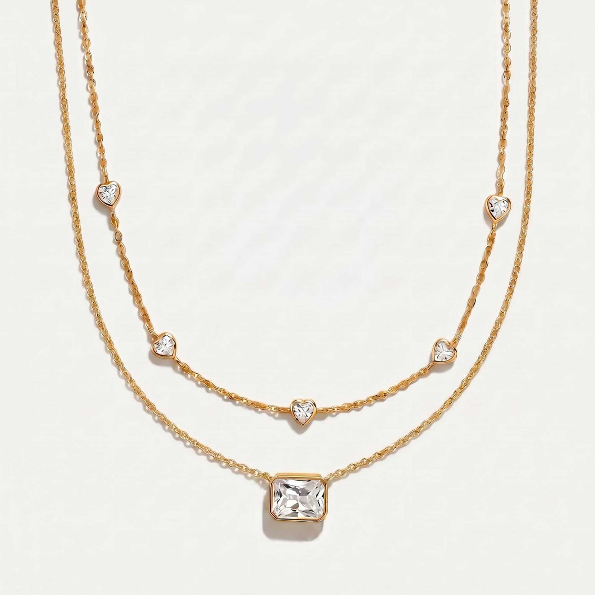 Gold Layered Heart Crystal Necklace JLTN2024