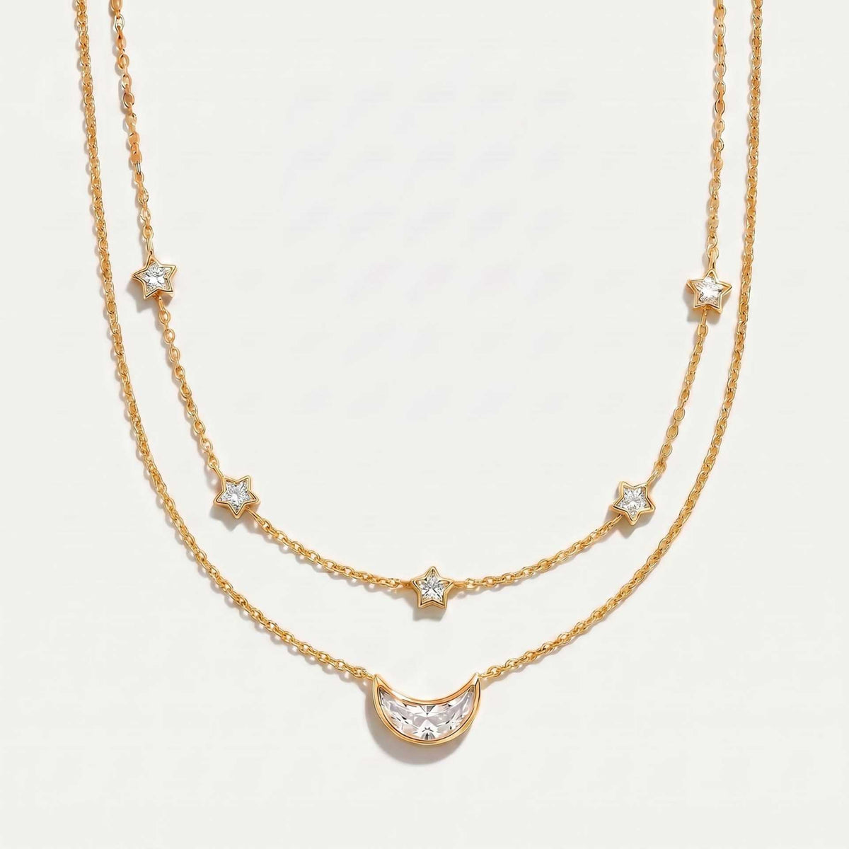 Gold Celestial Moon Layered Necklace JLTN2025
