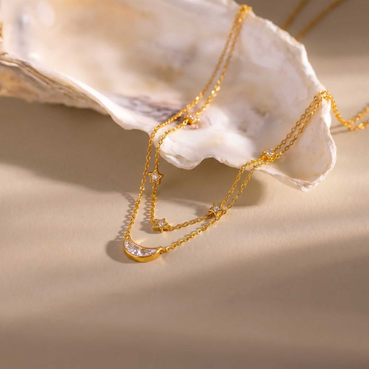 Gold Celestial Moon Layered Necklace JLTN2025