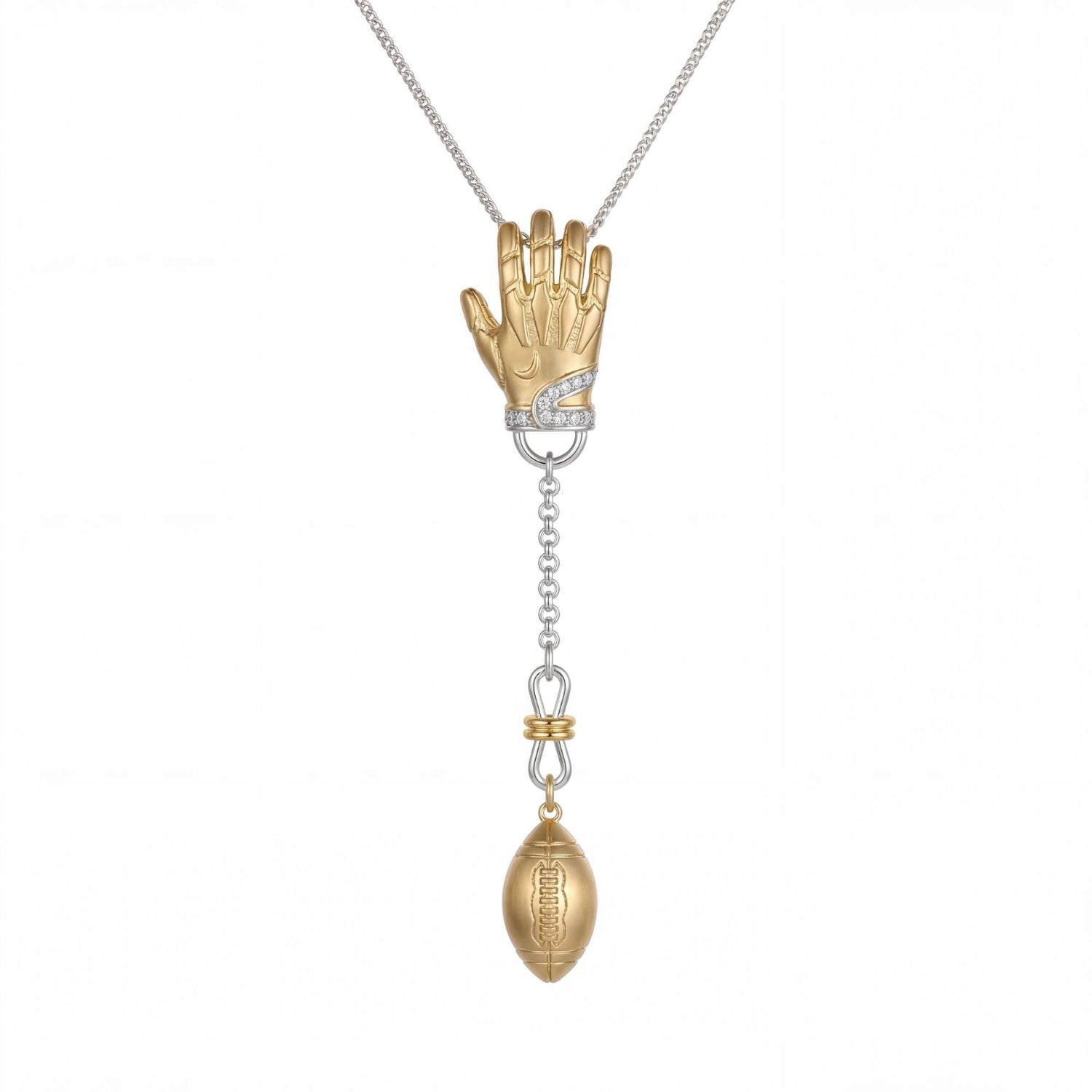 Two-Tone Football Glove Necklace JLTN2029